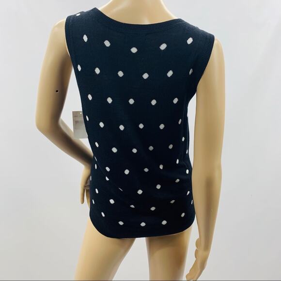 Halogen Black White Polka Dot Sweater Vest - Picture 6 of 8